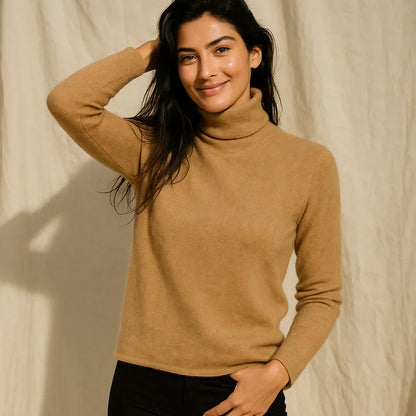 Damen-kaschmirpullover, schmal geschnitten, rollkragen – damen