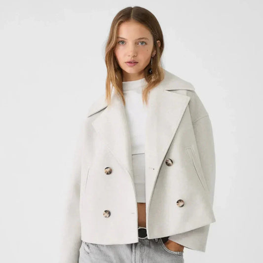 Schicke, kurze, doppelreihige freizeitjacke für damen