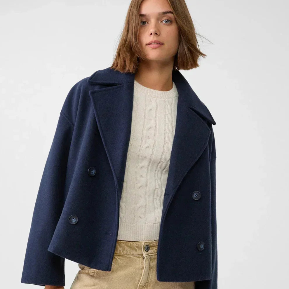 Schicke, kurze, doppelreihige freizeitjacke für damen