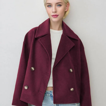 Schicke, kurze, doppelreihige freizeitjacke für damen