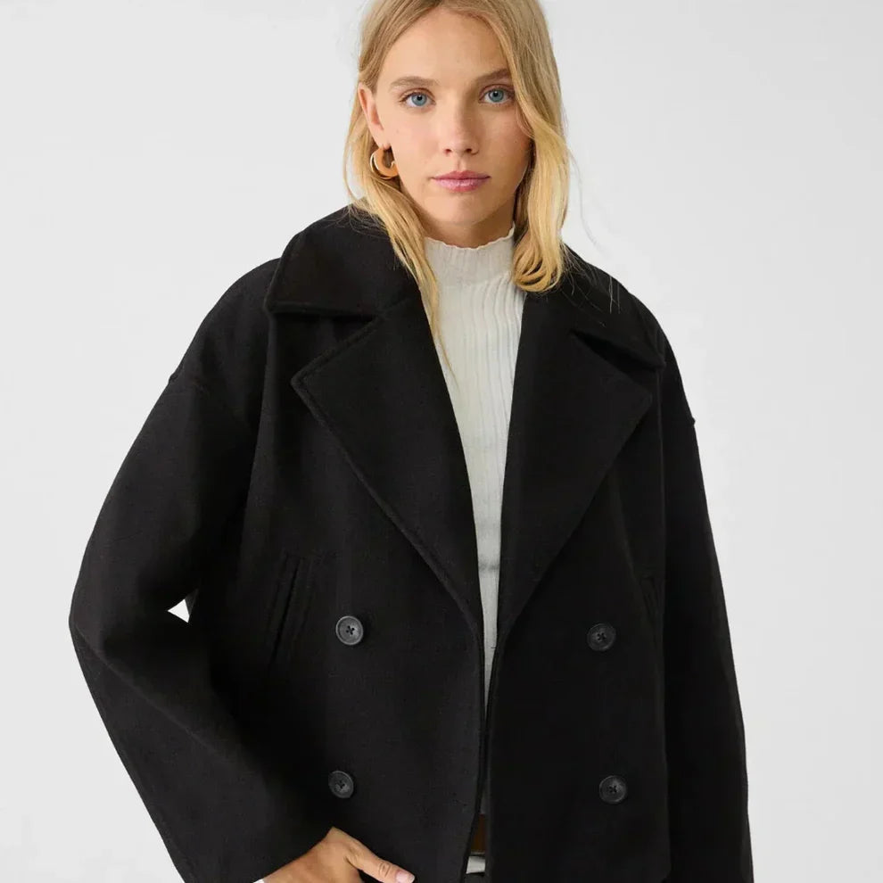 Schicke, kurze, doppelreihige freizeitjacke für damen