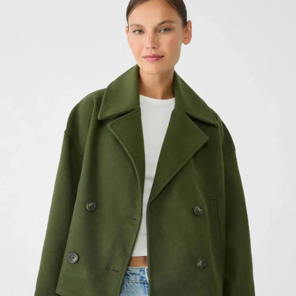 Schicke, kurze, doppelreihige freizeitjacke für damen