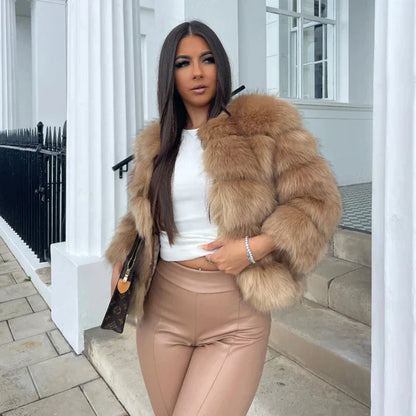 Elegante damen-kunstpelzjacke – damen