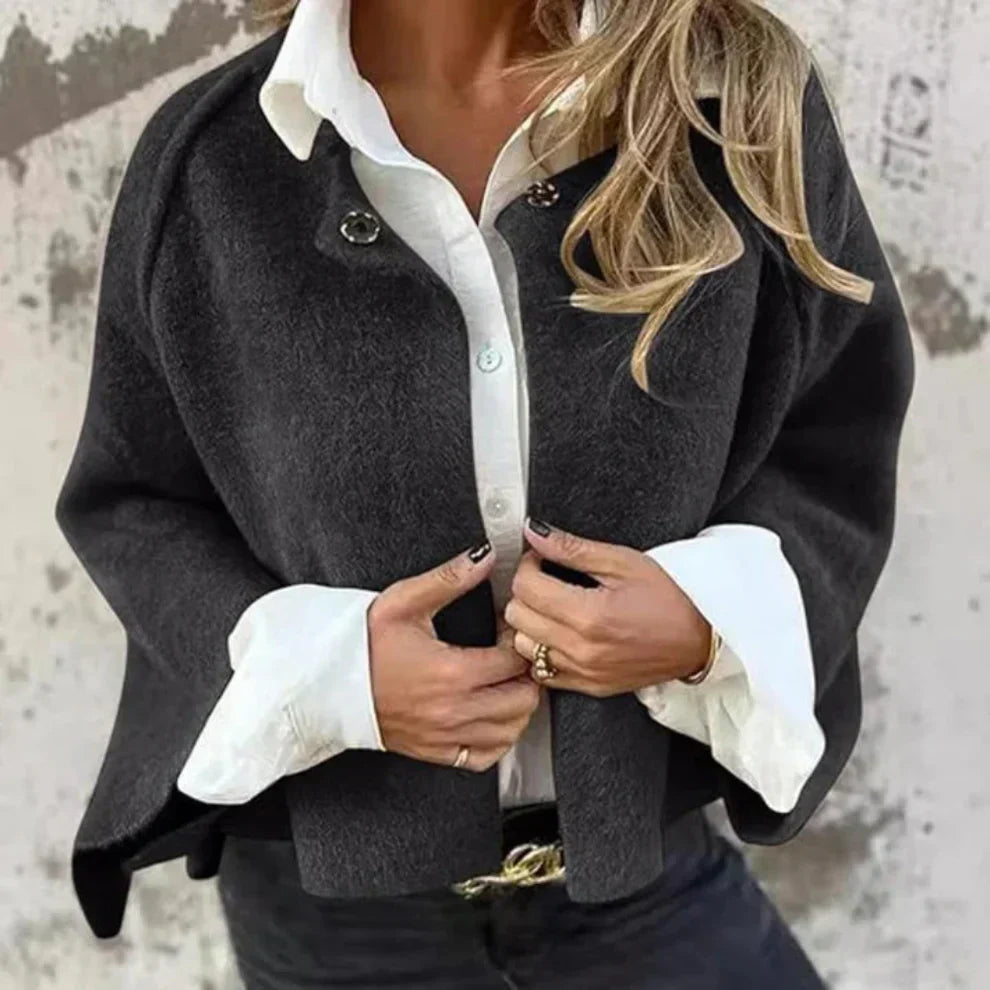 Eleganter kurzer wollmantel für damen