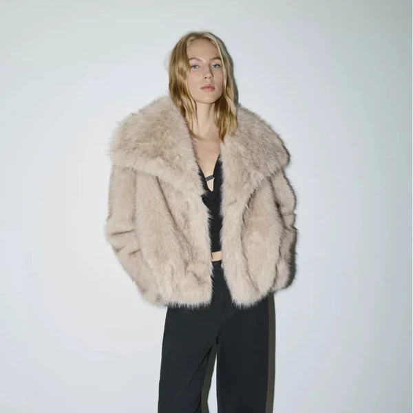 Elegante, kuschelige kunstpelzjacke für damen – damen