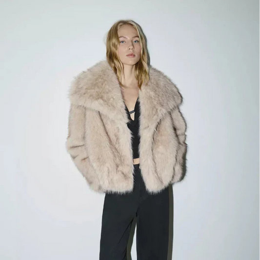 Elegante, kuschelige kunstpelzjacke für damen – damen