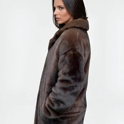 Lange winterjacke aus kunstpelz für damen – damen