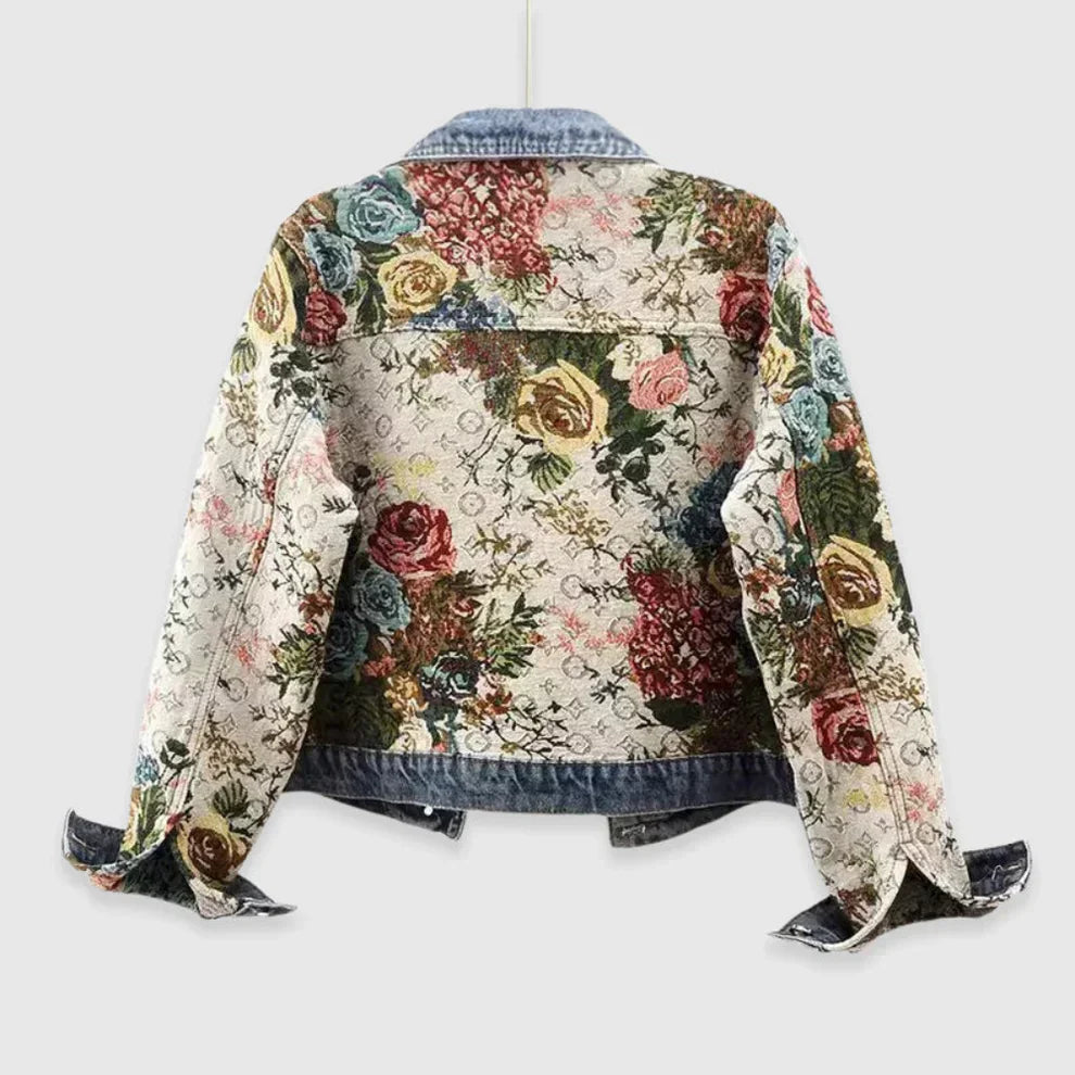 Damen-jeansjacke mit blumenmuster – damen