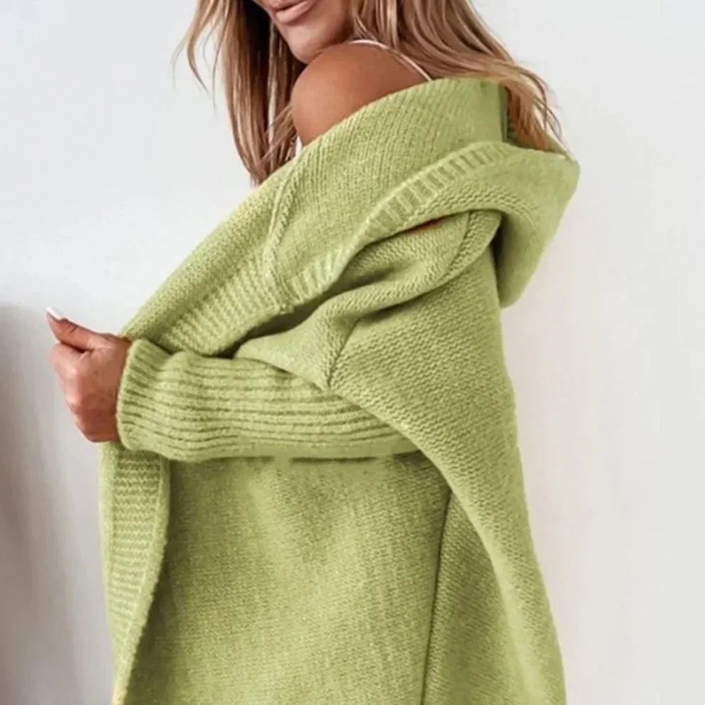 Langer, farblich abgesetzter strickcardigan für damen