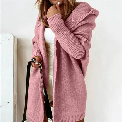 Langer, farblich abgesetzter strickcardigan für damen