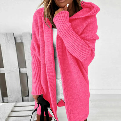 Langer, farblich abgesetzter strickcardigan für damen