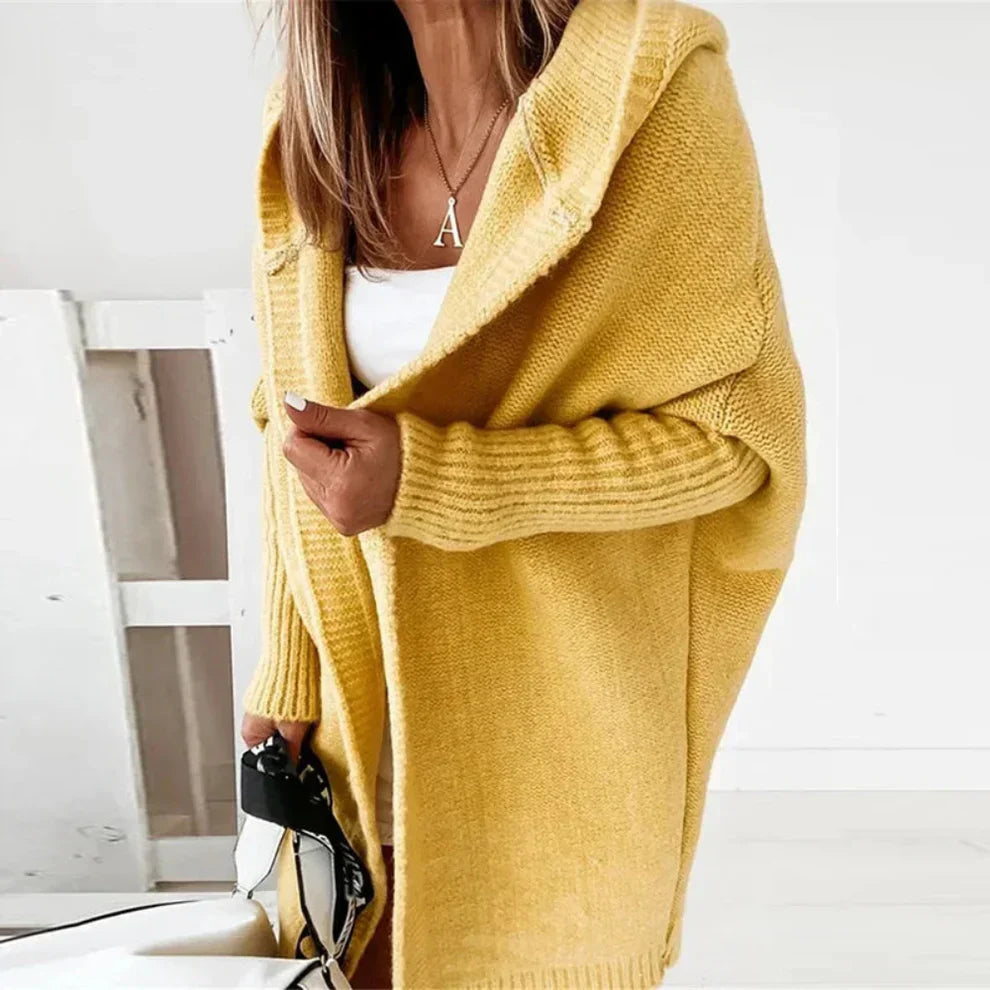Langer, farblich abgesetzter strickcardigan für damen