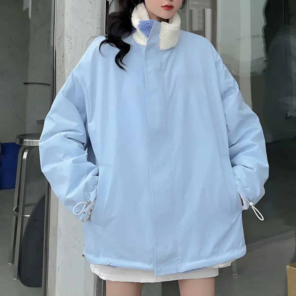 Wendbare sherpa-jacke für damen mit herzmotiv – damen