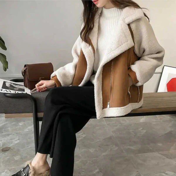 Oversize-sherpa-winterjacke für damen – damen