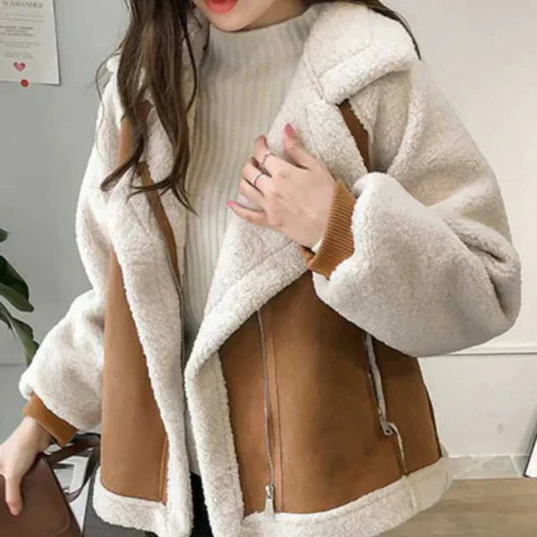 Oversize-sherpa-winterjacke für damen – damen