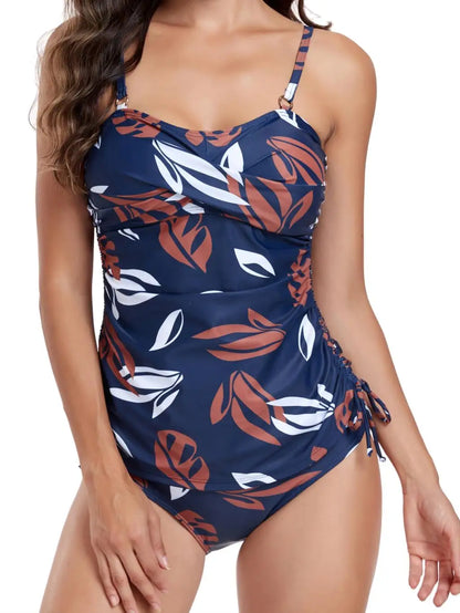 Sophie - Marineblau Blattmuster Tankini