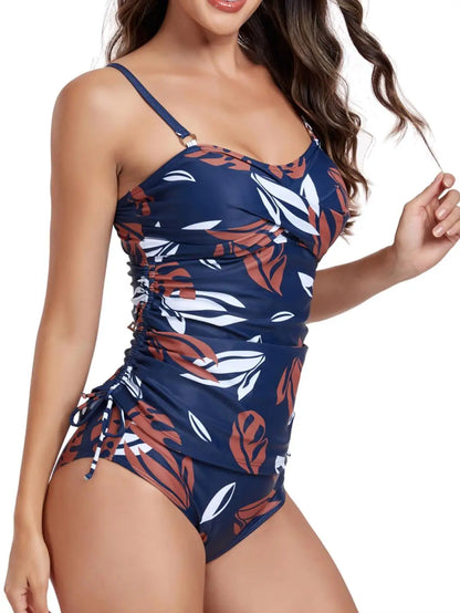 Sophie - Marineblau Blattmuster Tankini