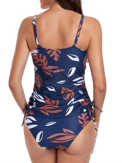 Sophie - Marineblau Blattmuster Tankini