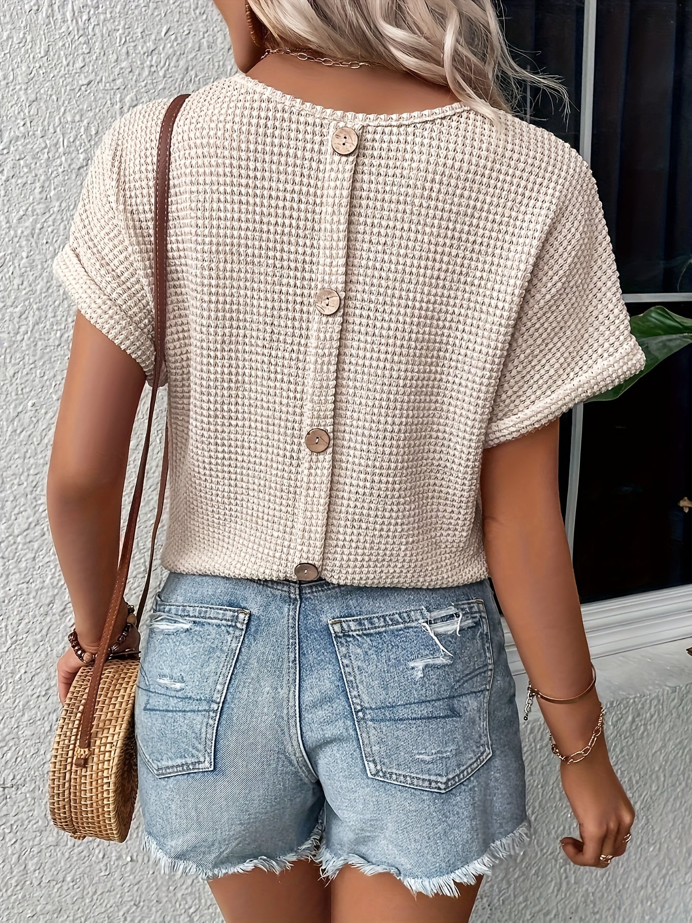 Beige Strick-T-Shirt - Lena