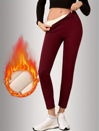 Schwarze thermo-fleece-hose mit elastischem bund - lara