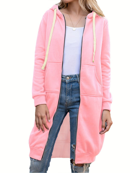 Roter Langer Zip-Up Hoodie – Lisa