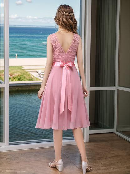 Rosa spitzenkleid midi - clara