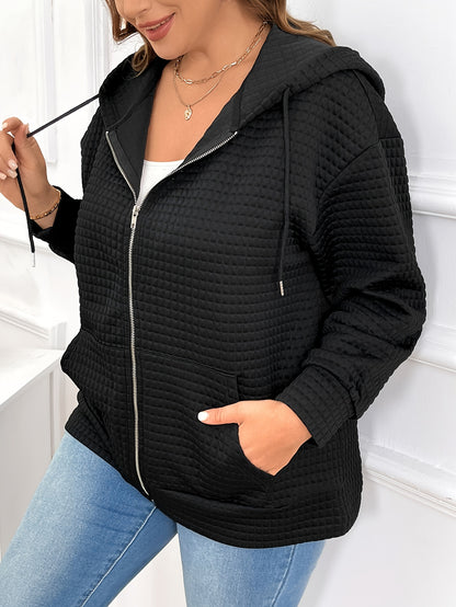 Schwarzer Strukturierter Kapuzenmantel - Nora