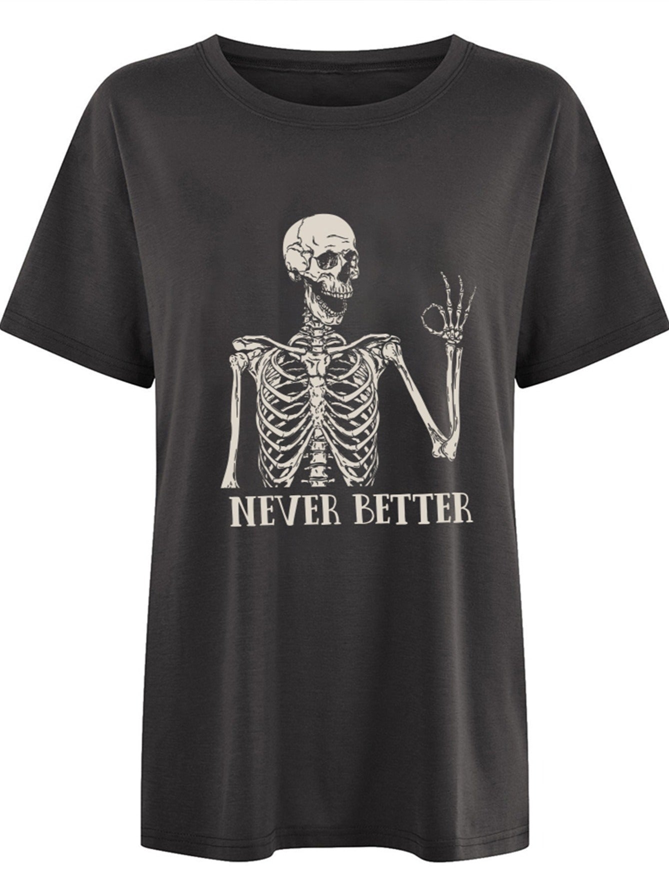 Halloween T-Shirt mit Skelett-Print, Vintage-Look Never Better Design