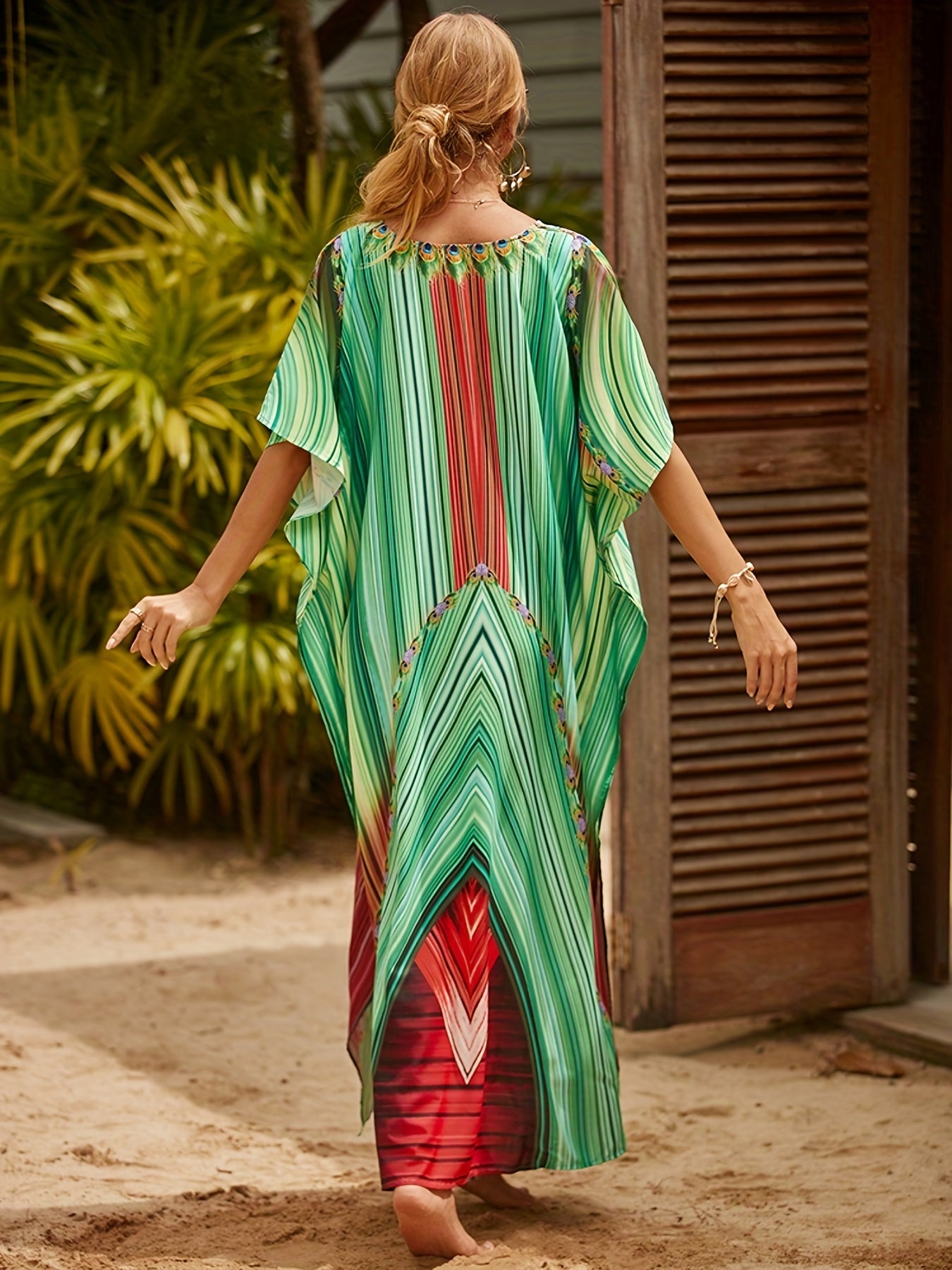 Grüner Pfauen-Kaftan - Elina