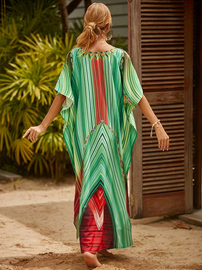 Grüner Pfauen-Kaftan - Elina