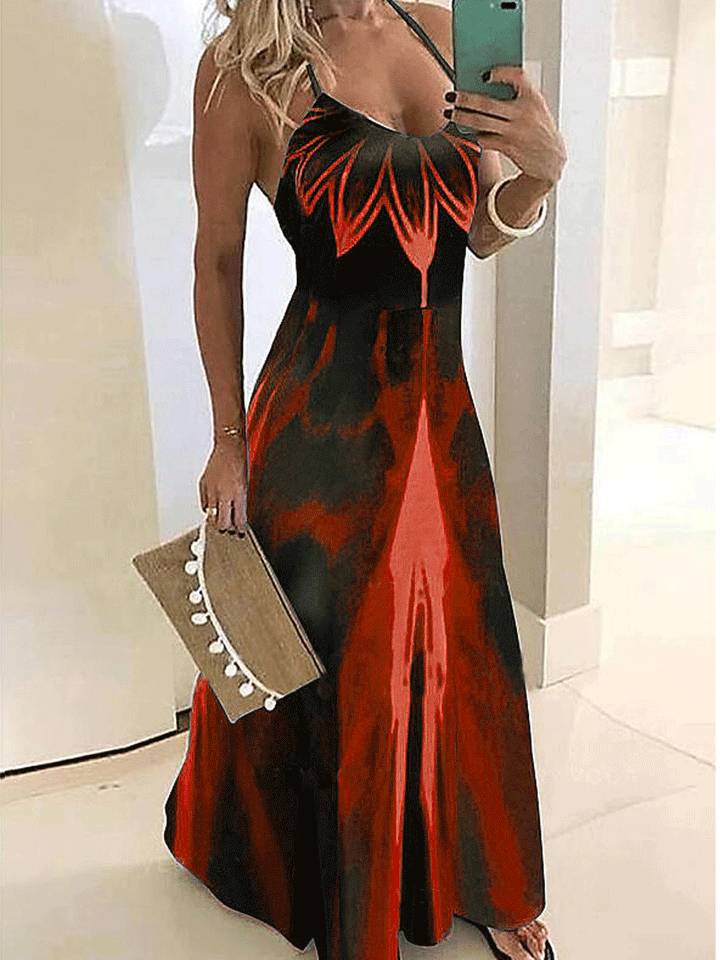 Rotes maxikleid mit blumenmuster - Clara