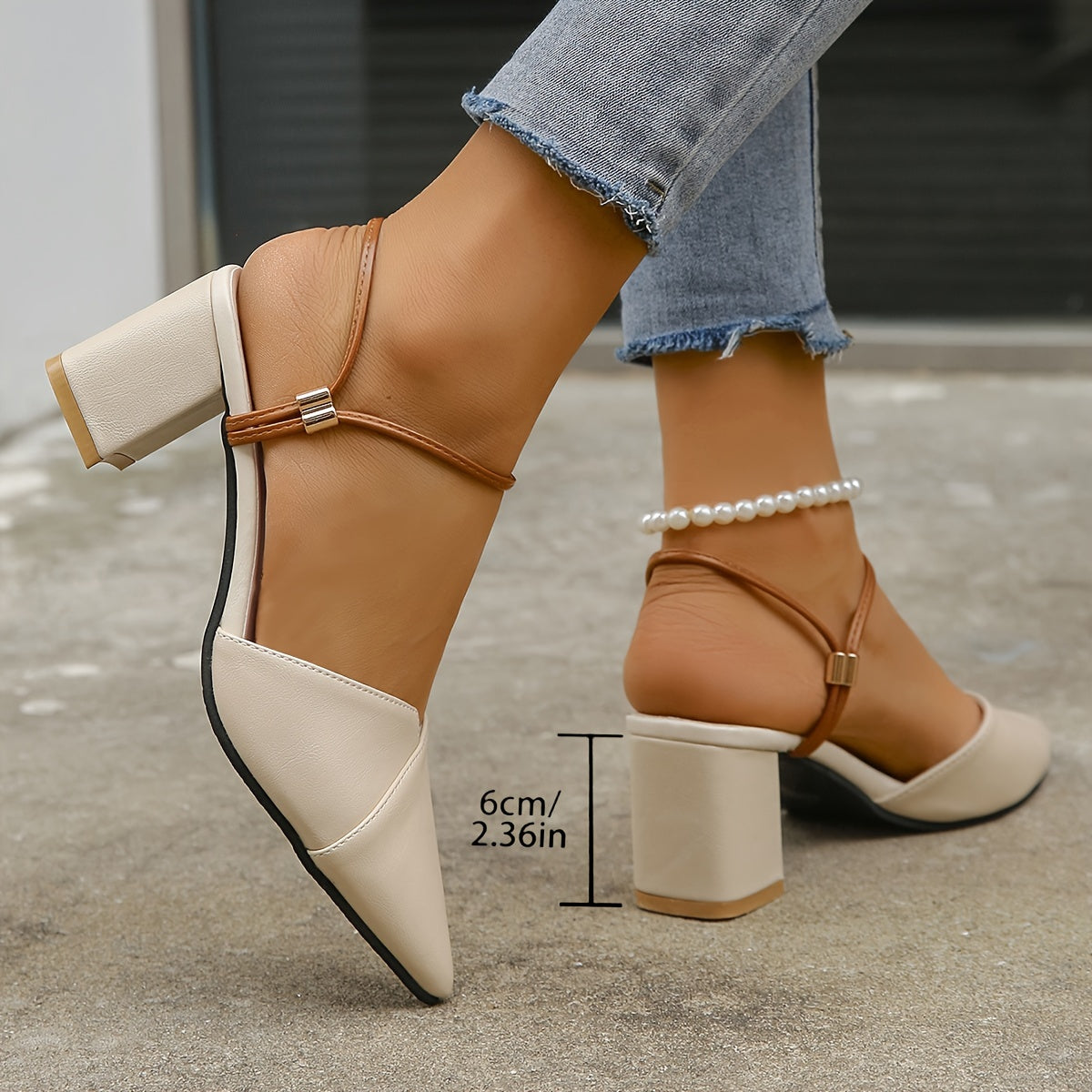 Cremeweiße Slingback-Sandalen - Vanessa