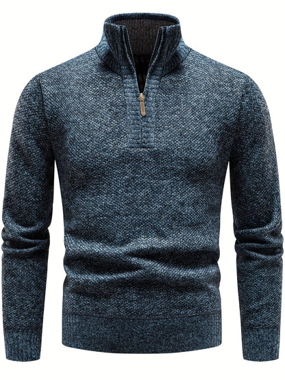 Herren-strickpullover mit hohem kragen und viertelreißverschluss – herren