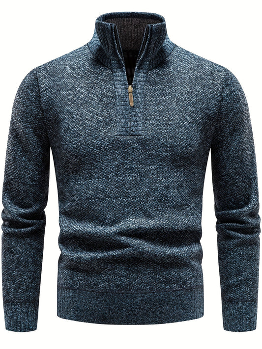 Herren-strickpullover mit hohem kragen und viertelreißverschluss – herren