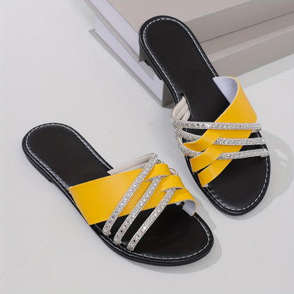 Schwarze Glitzersandalen - Glamour Strass Design - Sara