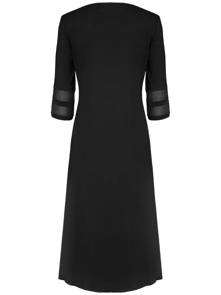 Schwarzes maxikleid mit mesh-armeln - Elena