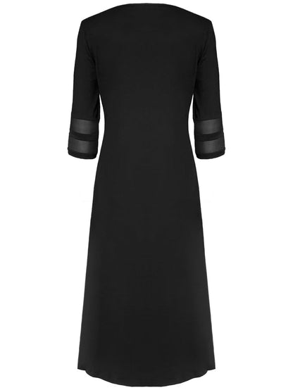 Schwarzes maxikleid mit mesh-armeln - Elena