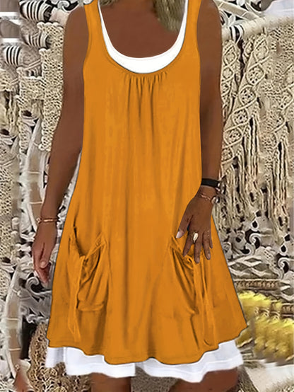 Olivgrünes Kleid mit Taschen - Emma