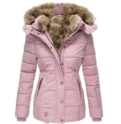 Damen-winterjacke mit kapuze aus kunstpelz und weichem futter – damen
