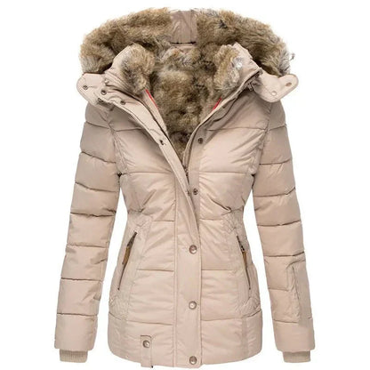 Damen-winterjacke mit kapuze aus kunstpelz und weichem futter – damen