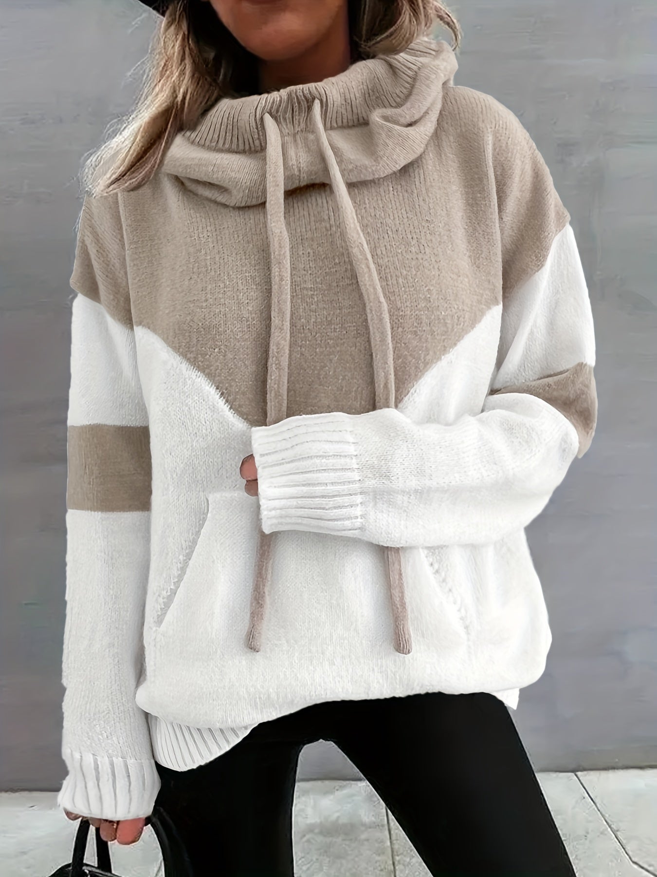 Apricotfarbener Colorblock Hoodie - Mila