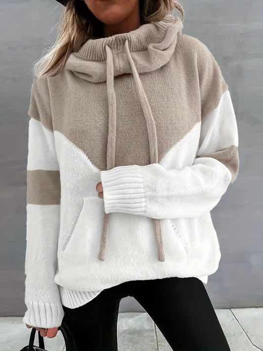 Apricotfarbener Colorblock Hoodie - Mila