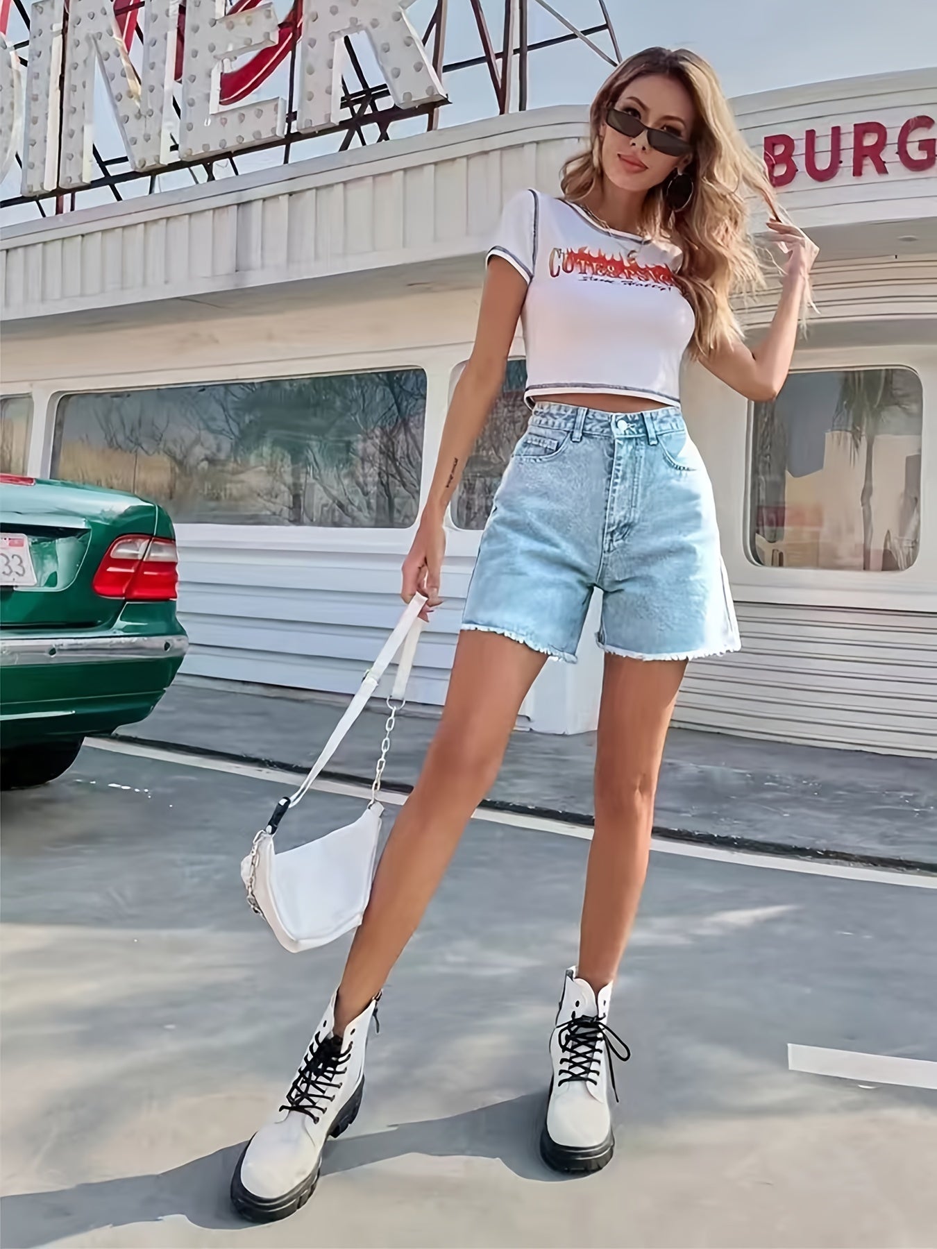 Hellblaue Denim Shorts - Lea