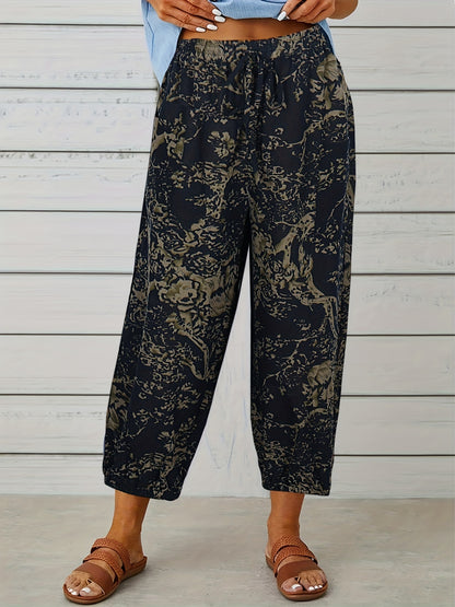 Graublaue Blumenhose Leichtigkeit - Marina