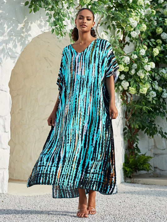 Blaues Maxi-Kaftan Kleid - Sofia