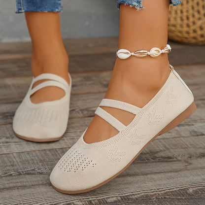 Schwarze Damen Strick Flats