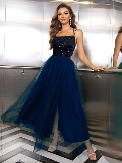 Schwarzes Abendkleid mit Pailletten - Isabelle