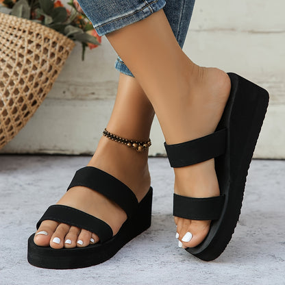 Schwarze Sandalen mit Keilabsatz - Laura