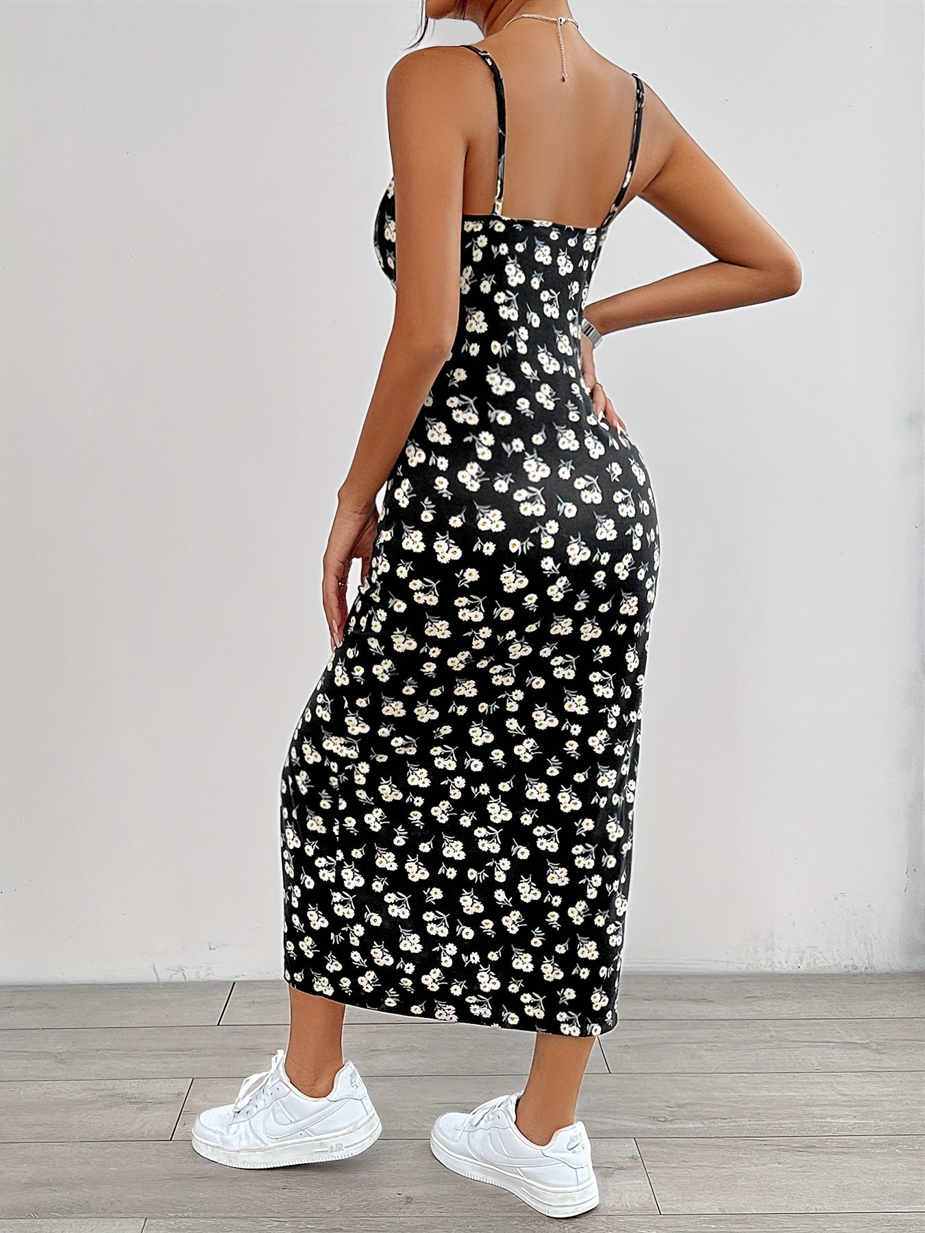 Blumen-Maxikleid Schwarz - Isabella