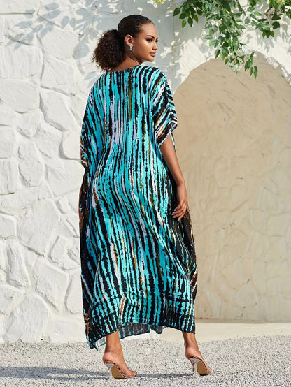 Blaues Maxi-Kaftan Kleid - Sofia